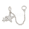 Double Starfish Brass Micro Pave Clear Cubic Zirconia Safety Chains KK-H257-06P-1
