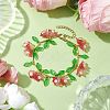 Flower Glass & Acrylic Charm Bracelets BJEW-JB10443-03-2
