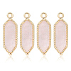 4Pcs Hexagon Natural Rose Quartz Faceted Pendants KK-BC0015-62B-G-1