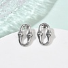 Oval 304 Stainless Steel  Pendant Necklacrs & Stud Earring & Link Bracelet Sets SJEW-C009-01P-4