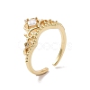 Clear Cubic Zirconia Crown Open Cuff Ring RJEW-P034-10G-1