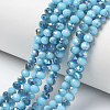 Electroplate Opaque Solid Color Glass Beads Strands EGLA-A034-P8mm-I13-1