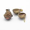 Brass Prayer Box Pendants KK-F722-23C-RS-2