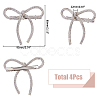 4Pcs Bowknot Rhinestone Alligator Hair Clips PHAR-HS0001-04-2