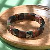 Square Natural Indian Agate Beads Stretch Bracelets for Women Men BJEW-C097-06N-2