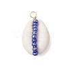 6Pcs 6 Styles Natural Cowrie Shell & Glass Seed Beads Pendants PALLOY-JF02759-07-3