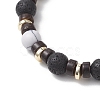 4Pcs 4 Styles Synthetic Howlite & Hematite Natural Lava Rock & Coconut Beads Stretch Bracelets BJEW-JB13448-6