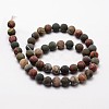 Natural Polychrome Jasper/Picasso Stone/Picasso Jasper Frosted Bead Strands G-O155-03A-8mm-2