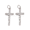Rack Plating Brass Micro Pave Cubic Zirconia Pendants KK-C008-37P-2