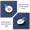 2Pcs 925 Sterling Silver Hollow Flat Round Charms with Jump Rings STER-PH0002-83B-4