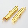 Brass Slide On End Clasp Tubes X-KK-P031-12G-1