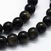 Natural Golden Sheen Obsidian Beads Strands G-I199-14-4mm-3