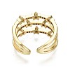 Brass Micro Pave Clear Cubic Zirconia Cuff Rings X-RJEW-S044-084-NF-4