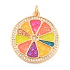Eco-Friendly Brass Micro Pave Cubic Zirconia with Enamel Pendants KK-K268-33G-2