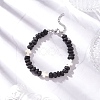 Synthetic Turquoise Cross & Natural Lava Rock Nuggets Beaded Bracelets BJEW-JB12193-01-1