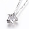 304 Stainless Steel Brass Cubic Zirconia Pendant Necklaces X-NJEW-O108-13P-1