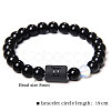 12 Constellations Protetion Aquamarine & Black Obsidian Round Beads Stretch Bracelets for Men Women WG083ED-12-2