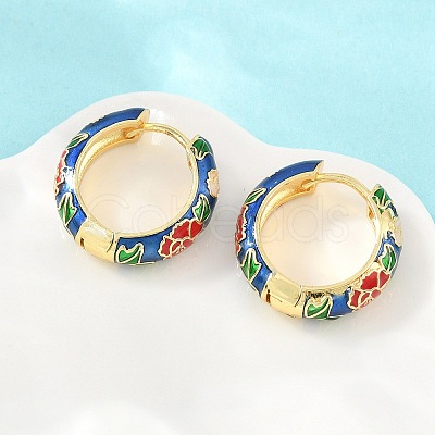 Brass Enamel Hoop Earrings KK-CBA8324-13G-02-1