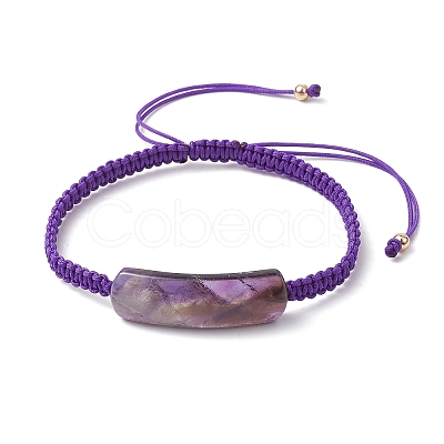 Adjustable Tube Natural Gemstone Braided Bracelets for Women BJEW-JB11006-02-1