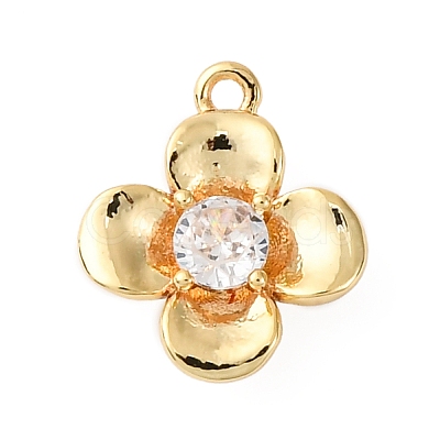 Brass Pave Clear Cubic Zirconia Charms KK-V016-20G-1