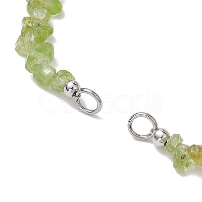 Natural Peridot Chip Nylon Braided Beaded Bracelet Making AJEW-JB01296-02-1