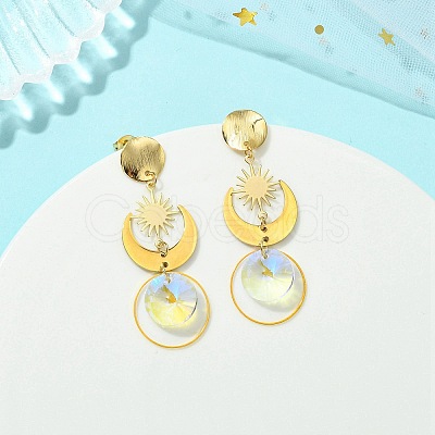 304 Stainless Steel Glass Stud Dangle Earrings EJEW-JE07307-1