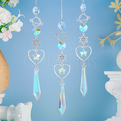 3Pcs Alloy Planet Star Hanging Ornaments HJEW-TA00368-1