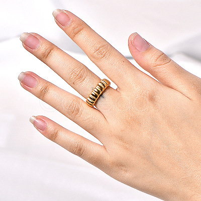 Wave Texture 304 Stainless Steel Finger Rings WGA78FE-02-1