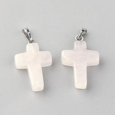 Natural Rose Quartz Pendants G-J354-09-1