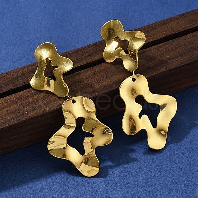 304 Stainless Steel Dangle Stud Earrings for Women EJEW-K268-13A-G-1