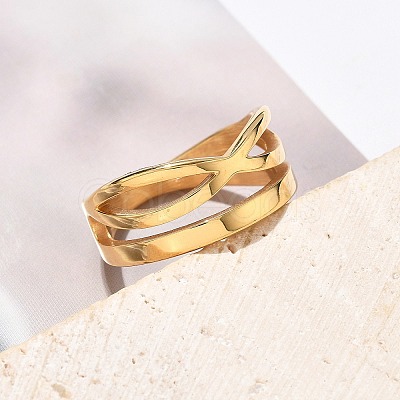 304 Stainless Steel Criss Cross Finger Rings RJEW-Q012-08G-1