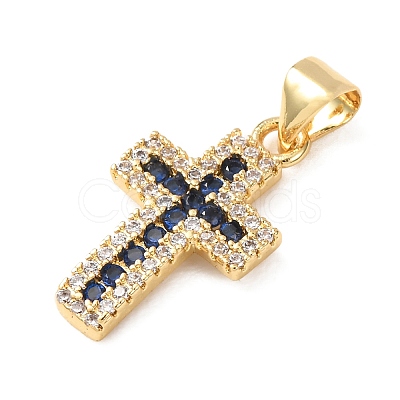 Brass Micro Pave Cubic Zirconia Pendants CU-CJC290F-01B-G-RS-1