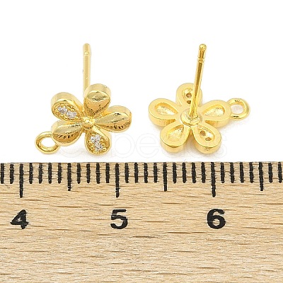 Brass Micro Pave Clear Cubic Zirconia Stud Earring Findings KK-Z099-01G-02-1