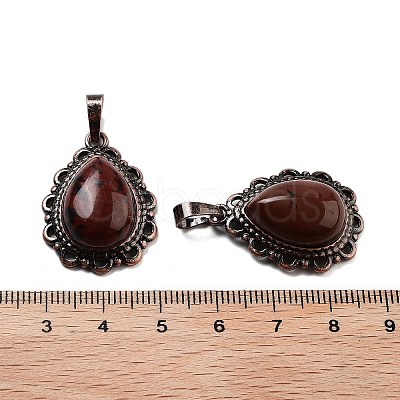 Natural Mahogany Obsidian Teardrop Pendants G-K363-01R-20-1