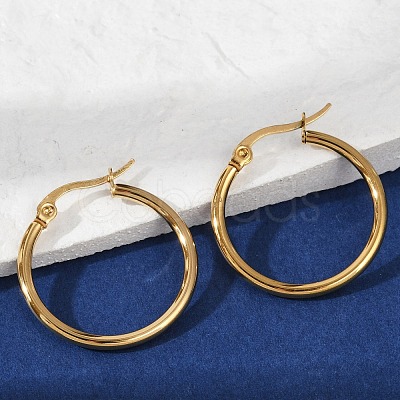 PVD Vacuum Plating 201 Stainless Steel Hoop Earrings with 304 Stainless Steel Pins for Women EJEW-D279-12G-02-1