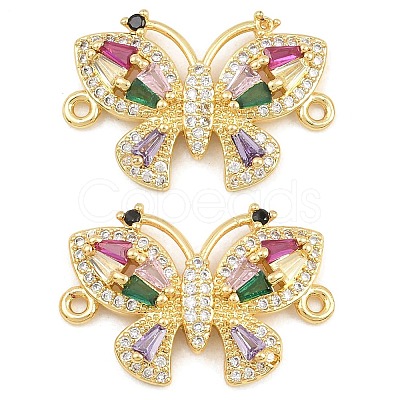 Brass Pave Colorful Cubic Zirconia Connector Charms CU-CBA908F-04G-07-1