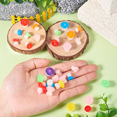 30Pcs 2 Styles Luminous Resin Mushroom Ornament RESI-TA0004-02B-1