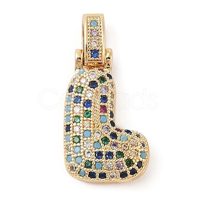 Brass Micro Pave Cubic Zirconia Pendants ZIRC-P121-01G-L-1