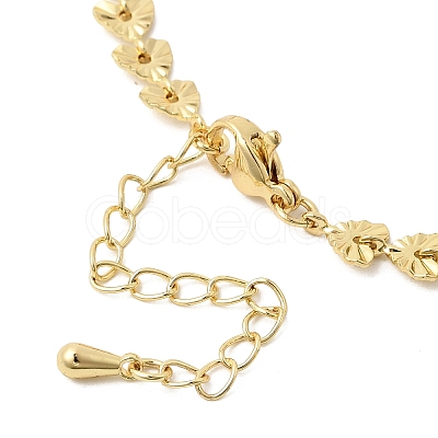 Brass Textured Heart Link Chain Bracelet Making MAK-K024-15G-1