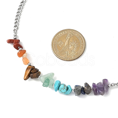 Chakra Mixed Gemstone Chip Beaded Necklaces NJEW-JN05694-1