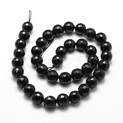 Natural Dyed & Heated Black Onyx Beads Strands G-D840-22-10mm-1