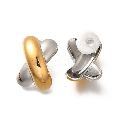 304 Stainless Steel Two Tone Stud Earrings EJEW-G422-04GP-02-1