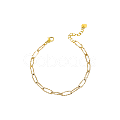 304 Stainless Steel Paperclip Chains Bracelets STAS-OY017-01G-1