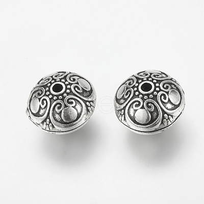 Antique Silver Tone Flat Round Tibetan Style Alloy Beads X-LF1617Y-NF-1