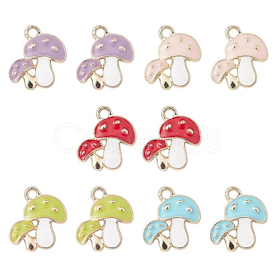 10Pcs 5 Colors Autumn Theme Alloy Enamel Pendants ENAM-YW0002-79-1