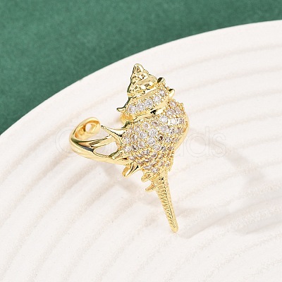 Brass Micro Pave Cubic Zirconia Cuff Rings RJEW-P167-02C-G-1