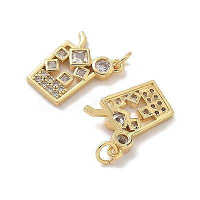 Brass Micro Pave Cubic Zirconia Pendants KK-P325-31G-1