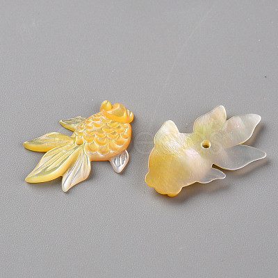 Left and Right Natural Yellow Shell Beads SSHEL-Q311-001-1