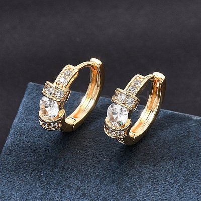 Brass Micro Pave Cubic Zirconia Hoop Earrings KK-CBAD29A-05G-1