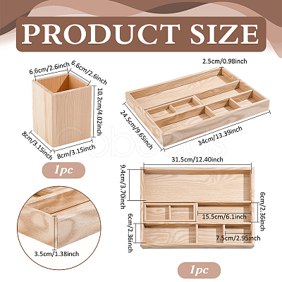 1Pc Wood Desktop Grided Storage Trays AJEW-PH0008-46-1